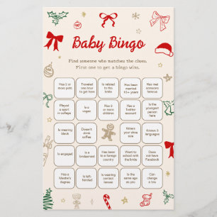Christmas Baby Shower Find the Guest Bingo Game