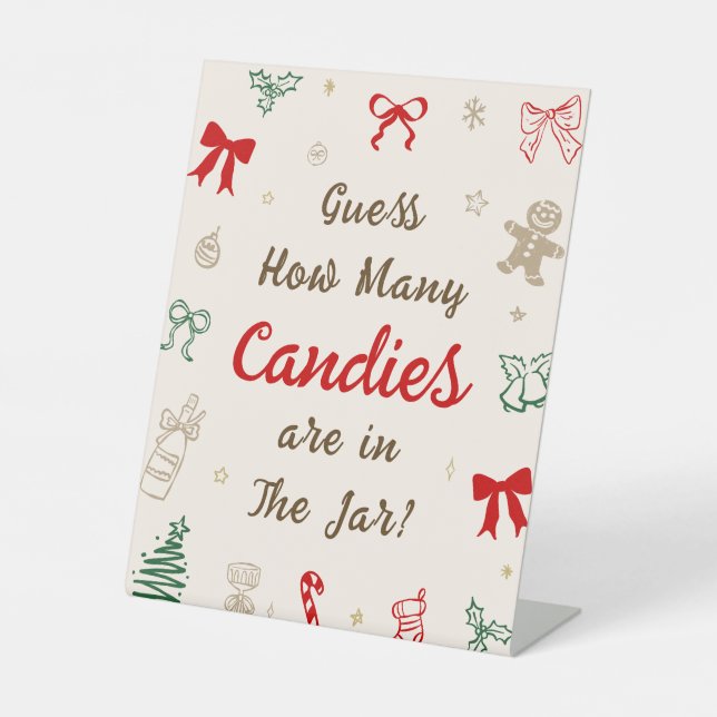 Christmas Baby Shower Guess How Many Candies Game Pedestal Sign (Front)