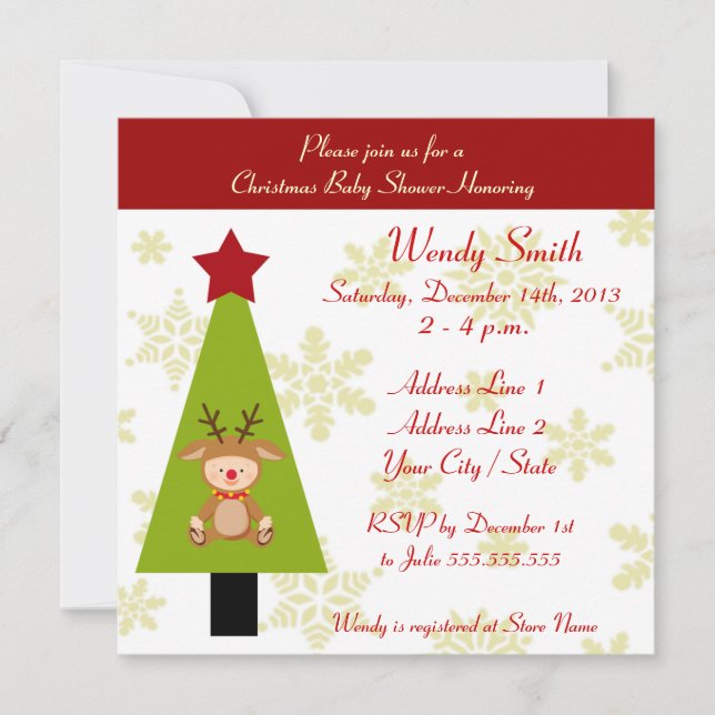 Christmas Baby Shower Invitation Cards (Front)