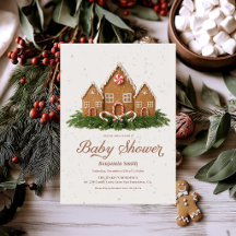 Christmas Baby Shower Invitation | Gingerbread Hou