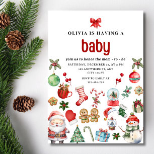 Christmas Baby Shower Invite,  Festive Baby Shower Invitation