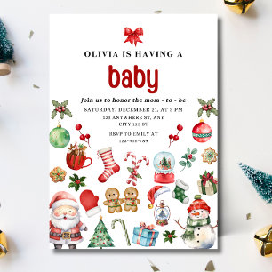 Christmas Baby Shower Invite,  Festive Baby Shower Invitation