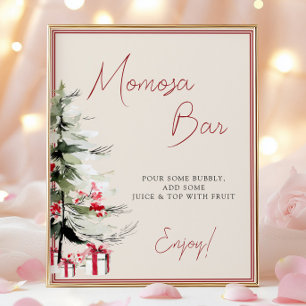 Christmas Baby Shower Mimosa Bar Winter Greenery Poster