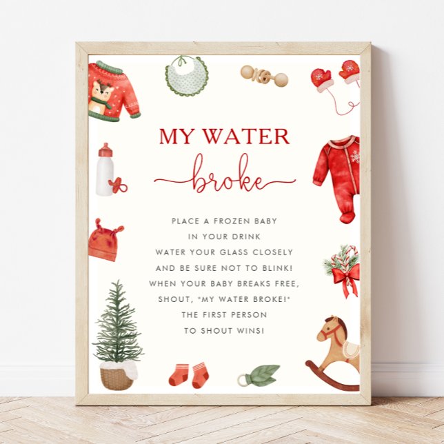 Christmas Baby Shower My Water Broke Game Sign (Creator Uploaded)