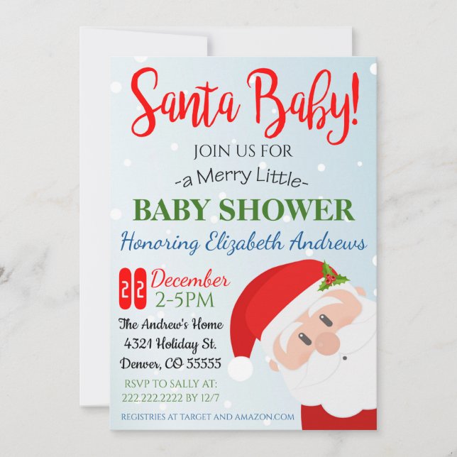 Christmas Baby Shower Party Invitation (Front)