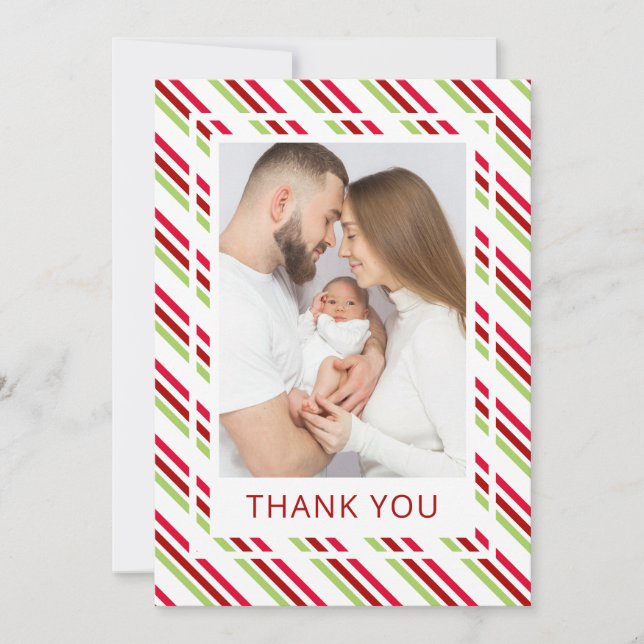 Christmas Baby Shower Photo Thank You Card (Front)