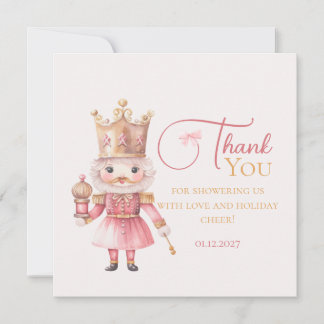 Christmas Baby Shower Pink Nutcracker Thank You