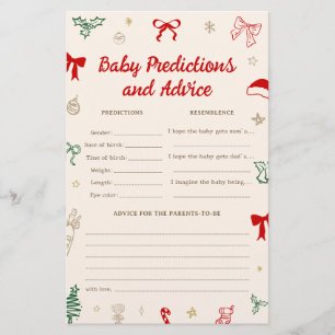 Christmas Baby Shower Predictions Game Game