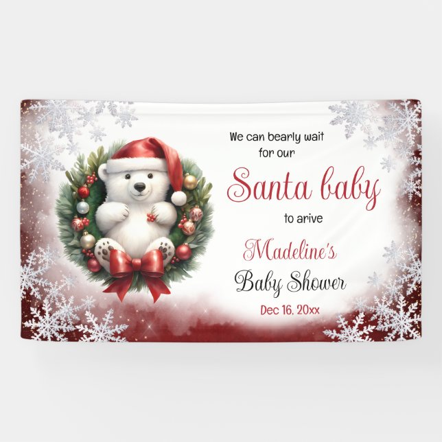 Christmas Baby Shower Santa Baby Banner (Horizontal)