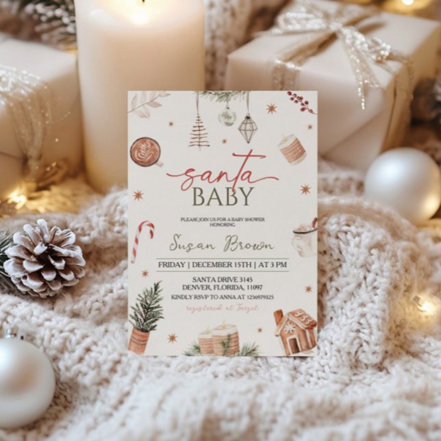 Christmas Baby Shower Santa Baby Invitation (Creator Uploaded)