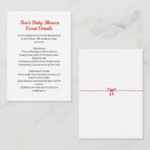 Christmas Baby Shower   Santa Clothes Red & White Enclosure Card