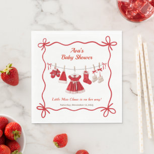 Christmas Baby Shower   Santa Clothes Red & White Napkin