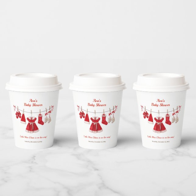 Christmas Baby Shower | Santa Clothes Red & White Paper Cups (Multi)