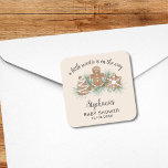 Christmas Baby Shower Square Sticker<br><div class="desc">This Christmas Cookie Baby Shower sticker is decorated with watercolor gingerbread cookies and pine greenery on a soft beige background. Easily customisable. Perfect for a festive boy's,  girl's,  or gender-neutral baby shower. Use the Design Tool to change the text size,  style,  or colour. Original Watercolor © Michele Davies.</div>