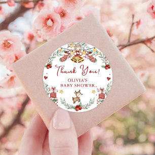 Christmas Baby Shower Thank You Favor Classic Roun Round Sticker