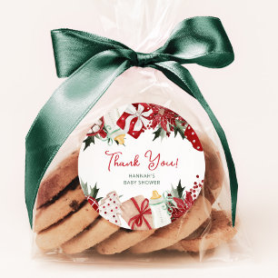 Christmas Baby Shower Thank You Favour Classic Round Sticker