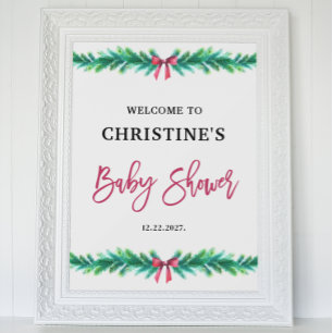 Christmas Baby Shower Welcome Sign Poster