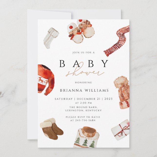 Christmas Baby Shower winter  Invitation (Front)