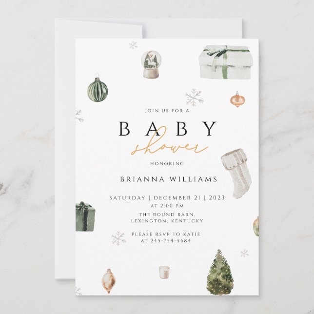 Christmas Baby Shower xmas winter  Invitation (Front)