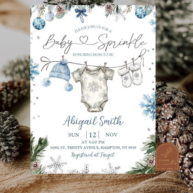 Christmas Baby Sprinkle clothesline Baby Shower Invitation (Creator Uploaded)