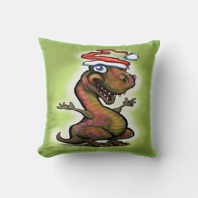 Christmas Baby T-Rex Dinosaur Cushion (Front)