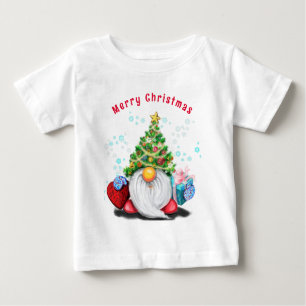 Christmas Baby T-Shirt Gnome with Gifts