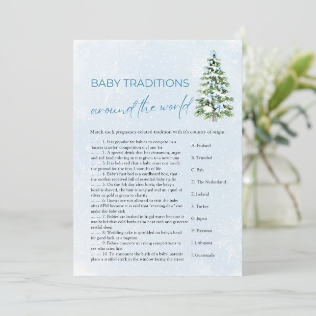 Christmas Baby Traditions Around The World Game Invitation (Standing Front)