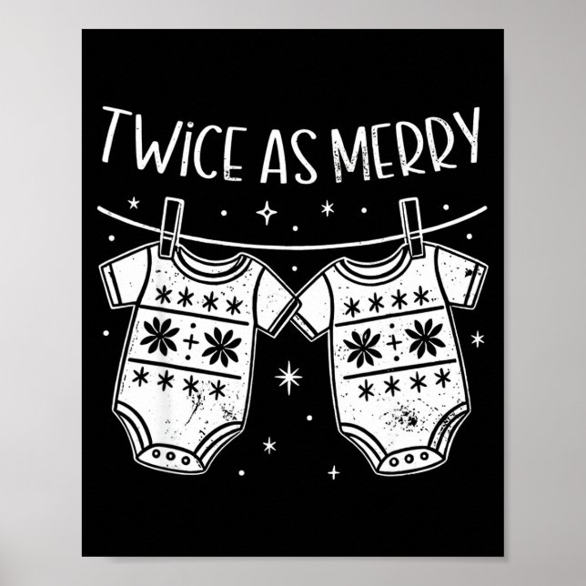 Christmas Baby Twin Mom Xmas Twin Pregnancy Reveal Poster (Front)
