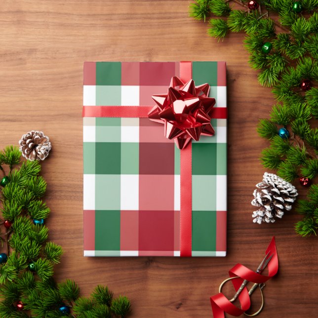 Christmas Background Check Pattern Wrapping Paper (Holiday Gift)