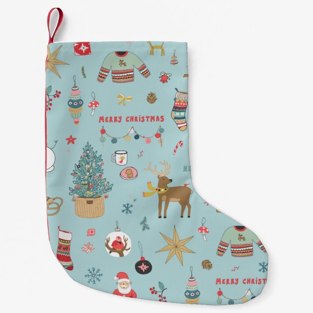 Christmas background, seamless wrapping paper patt small christmas stocking (Front)