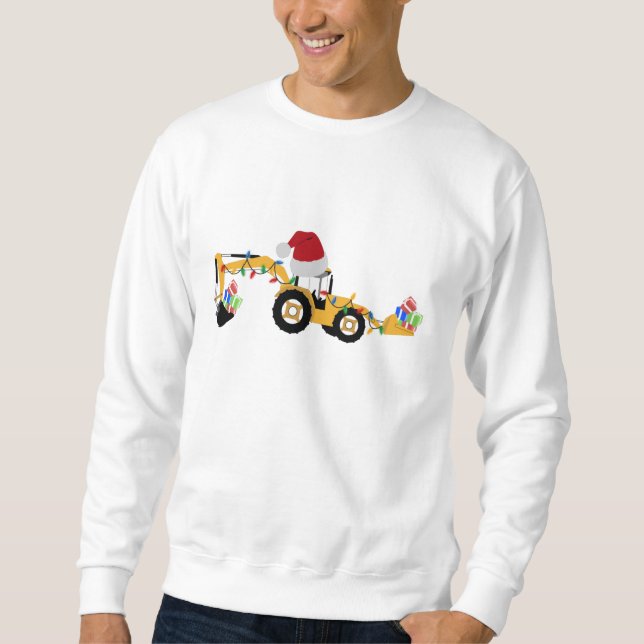 Christmas Backhoe Construction Truck  Sweatshirt (Front)
