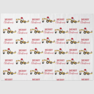 Christmas Backhoe Construction Truck Tissue Paper