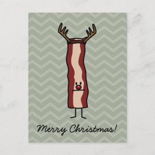 Christmas Bacon reindeer strip holiday red nose Postcard