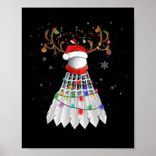 Christmas Badminton Ball Santa Hat Cute Xmas Pajam Poster