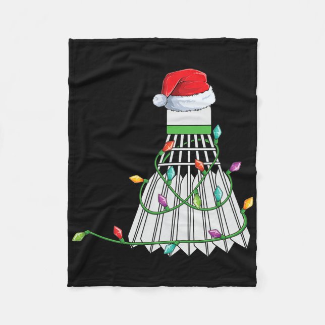 Christmas Badminton Gift Santa Hat Wrapped In Holi Fleece Blanket (Front)