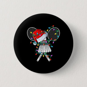 Christmas Badminton Xmas Santa Sports Hat Mens Wom 6 Cm Round Badge