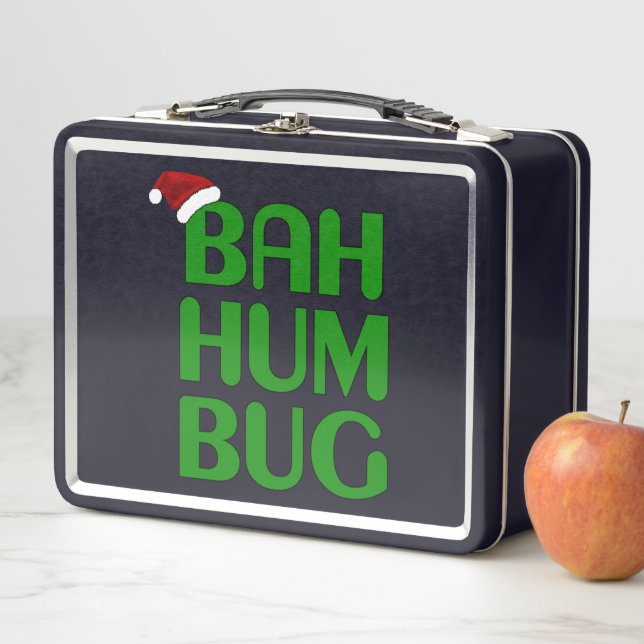 Christmas Bah Humbug Shirt Art-Xmas Humbug Santa Metal Lunch Box (In Situ)
