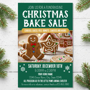 Christmas Bake Sale Festive Holiday Green Business Flyer