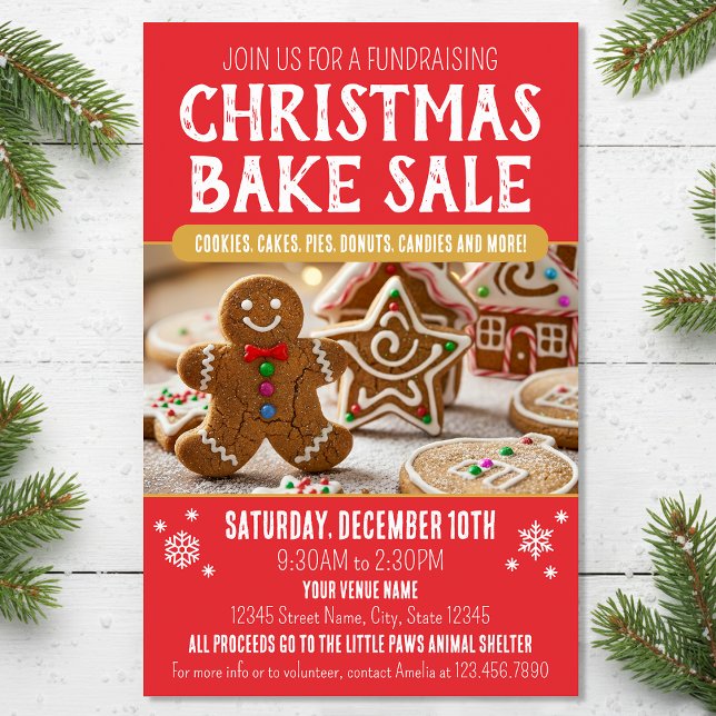 Christmas Bake Sale Festive Holiday Red Business Flyer (Creator Uploaded)