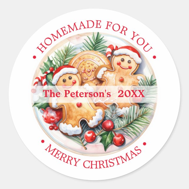 CHRISTMAS Baked Goods Cookies Ginger man homemade Classic Round Sticker (Front)