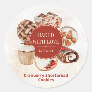 Christmas Baked with Love Personalized Classic Round Sticker
