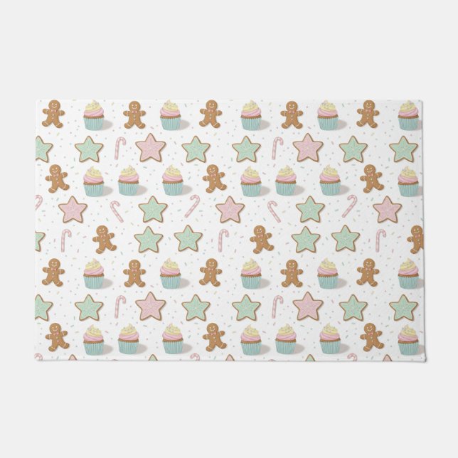 Christmas Bakery Treats Pattern Doormat (Front)