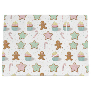 Christmas Bakery Treats Pattern Large Gift Bag