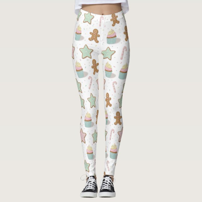 Christmas Bakery Treats Pattern Leggings (Front)