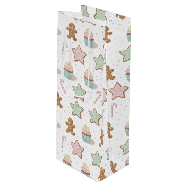 Christmas Bakery Treats Pattern Wine Gift Bag (Front Angled)