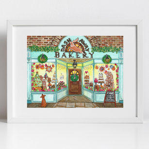 Christmas Bakery Watercolor Poster