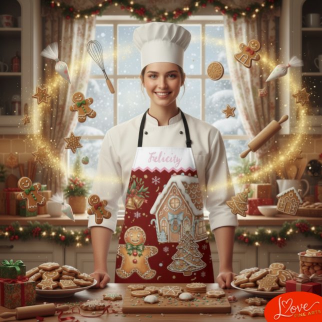Christmas Baking Apron, Gingerbread Man, House  Apron (Christmas Baking / Cooking Apron)