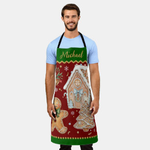 Christmas Baking Apron, House, Gingerbread Man  Apron
