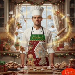 Christmas Baking Apron, House, Gingerbread Man  Apron