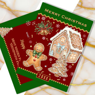 Christmas Baking Card, House, Gingerbread Man Holiday Card